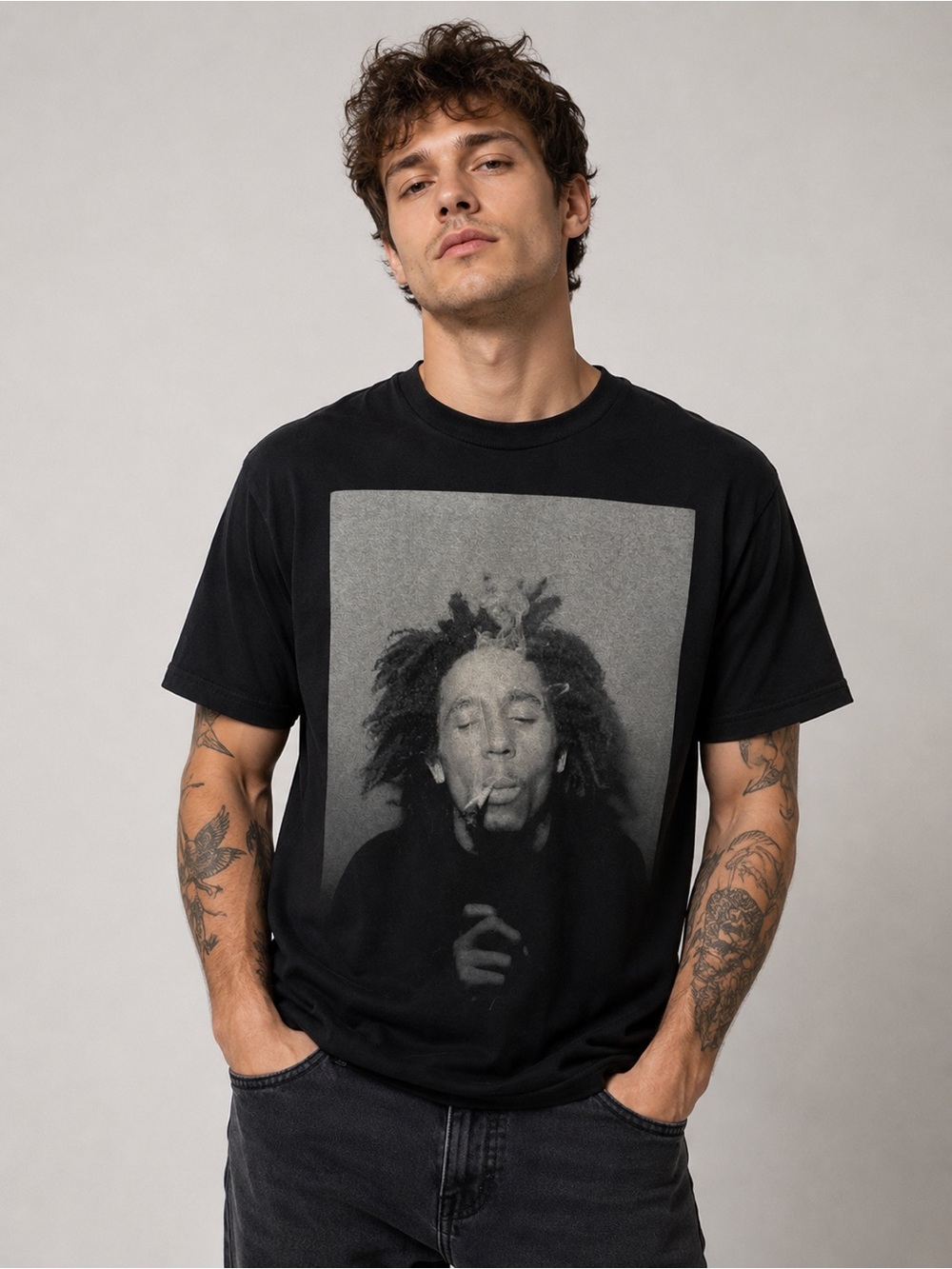 Bob Marley Graphic T-Shirt Men’s Medium Black Cotton